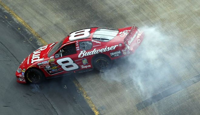 Dale Earnhardt Jr. spins out in turn one during the NEXTEL Cup Series Food City 500 last Sunday in Bristol, Tenn.
