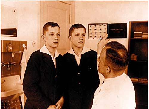 Otmar von Verschuer examining twins. From the new Holocaust Memorial Museum exhibition "Deadly Medicine: Creating the Master Race," which examines use and abuse of science in the name of Nazism.