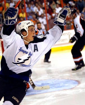 Tampa Bay's Vincent Lacavalier celebrates goal in Game 3 of the Eastern finals Thursday.