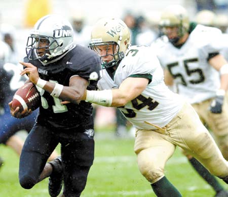 University of New Hampshire senior David Bailey (left) could play a big role in tonight's Division I-AA playoff game against Georgia Southern. Bailey was recently named the Atlantic 10's second-team kick returner and third-team punt returner for his efforts during the 2004 season.