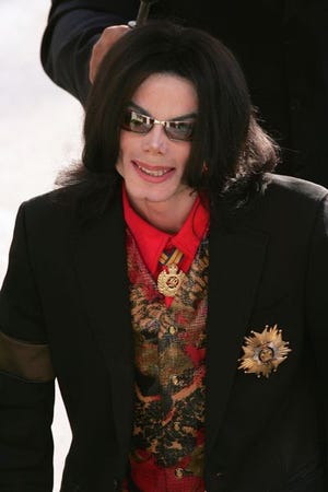 Pop star Michael Jackson arrives Monday at the courthouse in Santa Maria, Calif.