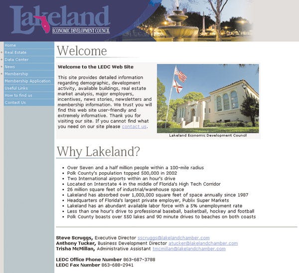 The Lakeland Economic Development Council's redesigned Web site includes demographic data, development activity and other key facts.