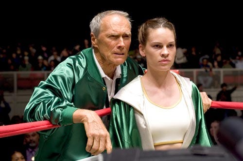 Clint Eastwood and Hilary Swank star in "Million Dollar Baby." Eastwood started acting in B-movies in 1955 and currently is considered one of the world's best filmmakers.