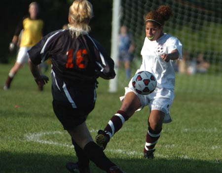 Portsmouth High School?s Katherine Modern (right) is one of two returning seniors on the Clipper roster as the 2005 high school girls soccer season approaches.