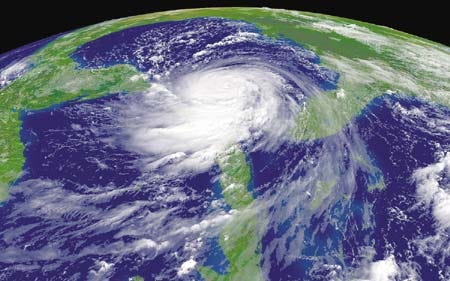 Hurricane Katrina appears in this NOAA satellite image taken Saturday. Katrina appeared to be on track to hit Louisiana as early as Monday. 

AP photo