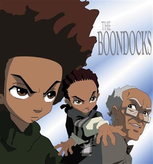 Characters are shown from Aaron McGruder's comic-turned-television-show "The Boondocks," which premieres Sunday on Cartoon Network's Adult Swim.