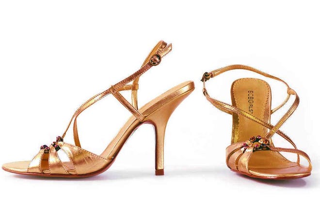 Gold lame shoes with a jewel accent are available from TJ Maxx.