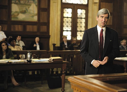 Actor Sam Waterston, left, stars in "Law and Order." The influence of two hit television franchises, "CSI" and "Law & Order," are so convincing that some legal experts worry they're distorting the expectations of real jurors.
