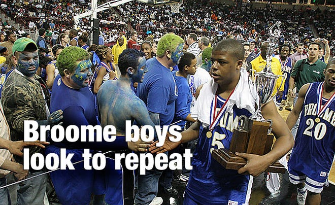 The Broome boys hope to repeat this scene from last year in Saturday's title game.