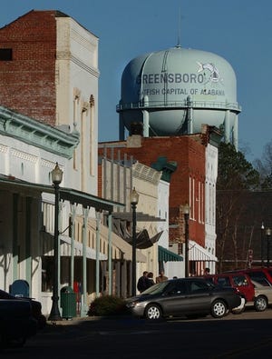 A water tower draws attention to the role Greensboro plays in the catfish industry.