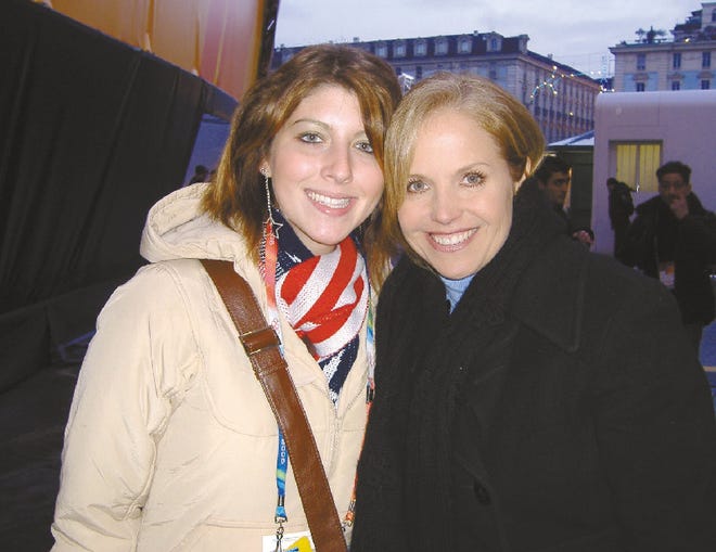 Crystal Cohen with Katie Couric who was at Medals Plaza doing a report on the Olympic announcers.