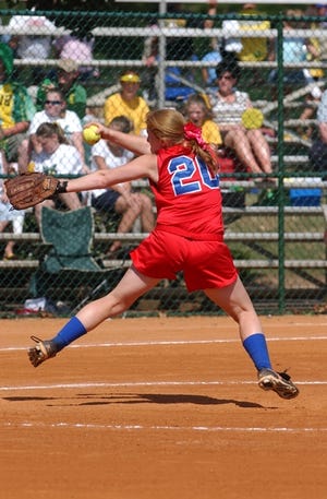 ACA’s Katherine Snider pitches in the third inning against Athens Bible at Lagoon Park in Montgomery on Friday.