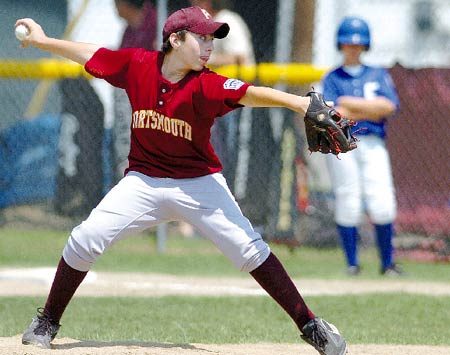 Portsmouth pitcher Jordan Bean delivers during the third inning of Saturday?s game against Somersworth in the 11- and 12-year-old District II Little League tournament at Plains Field. Portsmouth won, 10-0, to begin round-robin play.