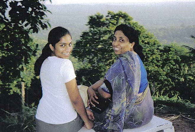 Rekha Thayil is shown with her mother during a recent summer trip to India.