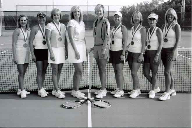 A team of Tuscaloosa-area women won the Southern Cities Championship tennis tournament in Atlanta. From left, Racquel Connelly, Tandi Ball, Janet Rader, Jean Ann Woods, Kathy McLeod, Cindy Howell, Paula Barnett, Joyce Gurich and Paula Fridley.
