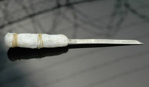 This is a photo of a "shank" made by inmate Leo Boatman in the Marion County Jail. Image provided by the Marion County Sherriff's department on Tuesday .