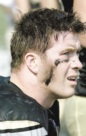 Army's DE Cameron Craig with painted face for Justin's story. 9-9-06