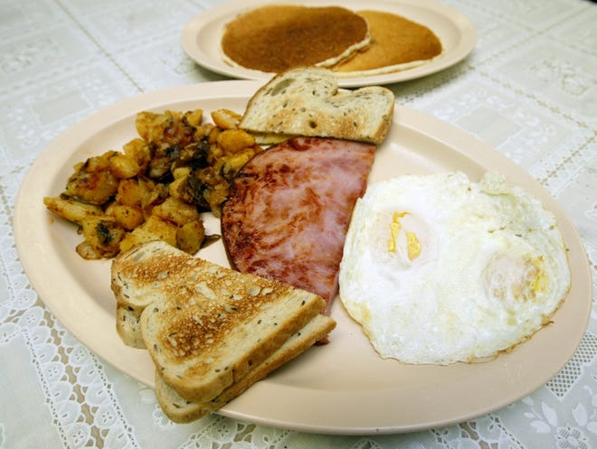 Two eggs, ham, homefries, toast and pancakes get your day off to a fine start at Charlie's Family Restaurant.