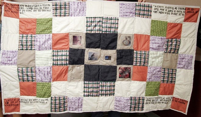 Traci Ferguson’s eighth-grade advanced English class at Hillcrest Middle School made a thematic quilt based on “To Kill a Mocking Bird" by Harper Lee and donated it to the Skyland Oaks Retirement Center.