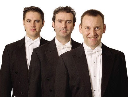 The Three Irish Tenors will perform "Christmas from Dublin" at The Rochester Opera House tonight.
Courtesy photo