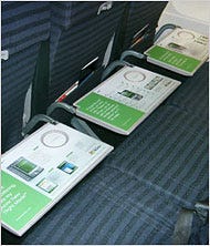 Microsoft advertised Windows Mobile last spring on seatback dining trays on US Airways’ shuttle flights.