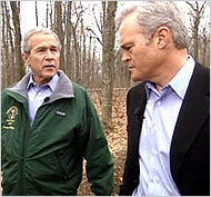 President Bush during an interview at Camp David on Friday with Scott Pelley of CBS News about plans to increase troop levels in Iraq.