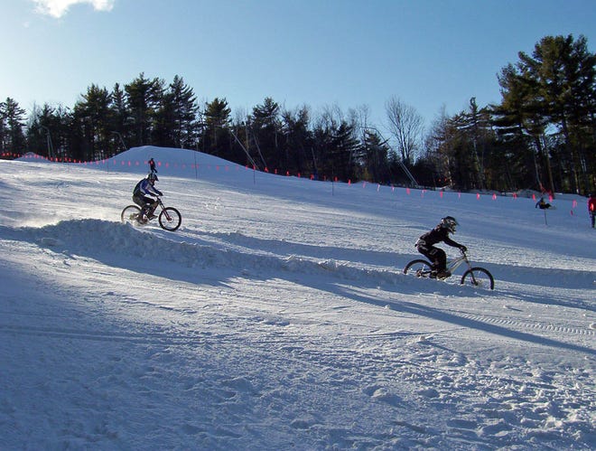 If winter mountain biking seems a little too tame for you, you could always try downhill mountain biking on snow at Shawnee Peak in Bridgeton, Maine, on Saturday.