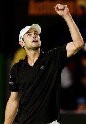 Andy Roddick of the U.S. gestures after beating Marat Safan in a third-round match at the Australian Open yesterday.