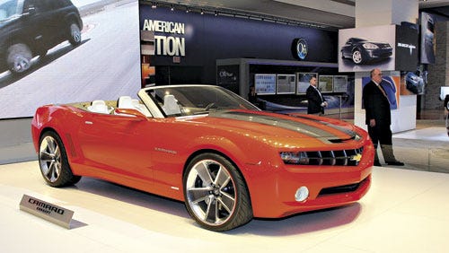 The Chevrolet Camaro concept car, reminiscent of its predecessors, on display at Detroit's North American International Auto Show, which ended Sunday. Even as the imports swiped their customers, Detroit companies have always insisted that they offer something their rivals cannot: classic styles and lots of horsepower.