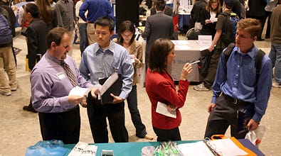Students meet prospective employers at the U.C.L.A. Engineering and Technical Career Fair. Technology skills are in demand.