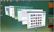 Like cards in a floating deck: A feature of Microsoft Vista allows viewers to flip through all open windows.