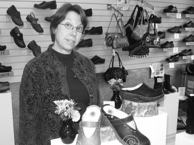 Jane Haist opened Janiak’s Unique Shoe Boutique on Medford Street last August.