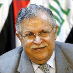 Jalal Talabani. Iraqi president is treated in Jordan for exhaustion.