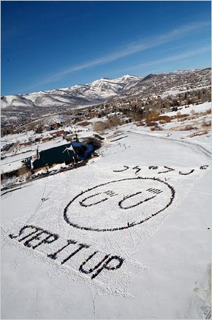 More than 1,000 middle school students in Park City, Utah, spelled out the name of the project.