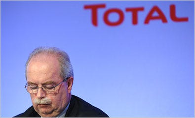 Total says that its chief executive, Christophe de Margerie, is not culpable.