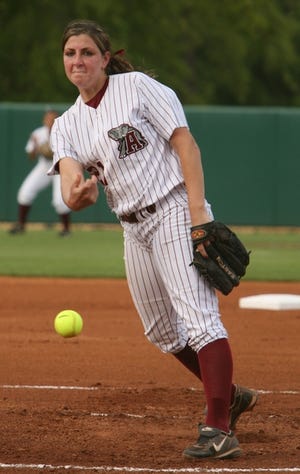 Alabama’s Allison Moore pitches during the first inning Tuesday against Northwestern State. UA rallied to win.