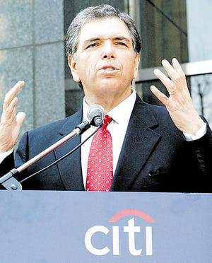 Citigroup Chairman and Chief Executive Charles Prince during an unveiling ceremony for the group's new logo at Citibank Korea head office in Seoul.