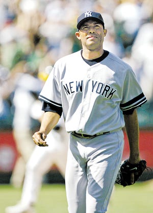 New York Yankees' Mariano Rivera walks off the field after giving up a three-run, walk-off home run to Oakland Athletics' Marco Scutaro Sunday, April 15, 2007, in Oakland, Calif. (AP Photo/Ben Margot)