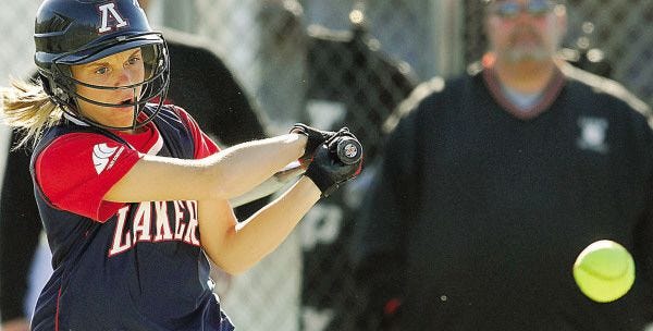 2007-05-04 orr apponequet softball/mike_in/MIKE VALERI/The Standard-Times/mvashleywatch.jpg++ Mary Ashley of Apponequet focuses on the ball coming off her bat. Unfortunately for Ashley it was a hard groundout.