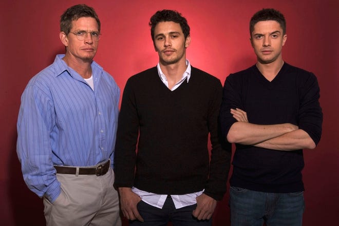 "Spider-Man 3" cast members from left, Thomas Haden Church, James Franco and Topher Grace, all of whom portray villains in the new movie, pose together in Beverly Hills, Calif.