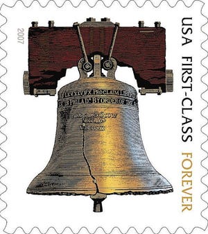 USPS/The Associated Press
This image provided by the U.S. Postal Services shows the Liberty Bell that will adorn the Postal Service's new forever stamp. It will cost a bit more to mail letters and parcels starting Monday. A first-class letter will go up 2 cents to 41 cents.