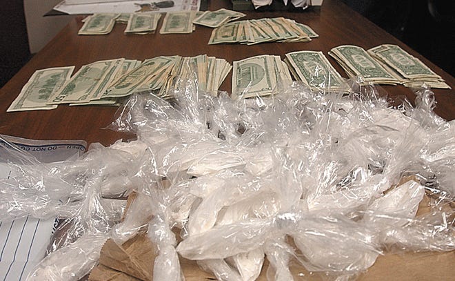 Cocaine and cash seized by Taunton police.