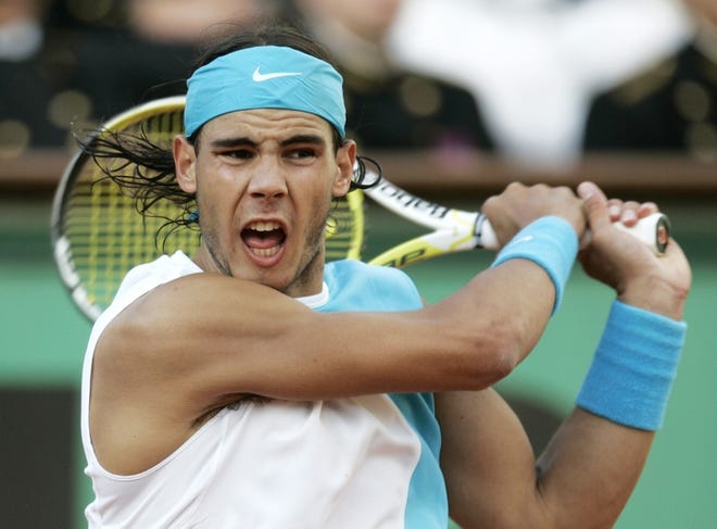 Two-time and defending French Open champion Rafael Nadal blasted past opponent Juan Martin del Potro during Tuesday's first round.