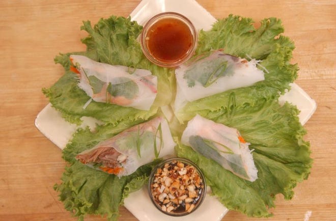 Summer rolls can be served as an appetizer or as a light dish. Arrange pieces on lettuce leaves and serve with dipping sauces.