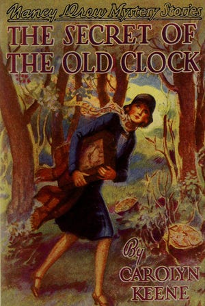 Styles have changed Nancy Drew over the years: This classic cover shows the young sleuth in 1930s-era fashion.