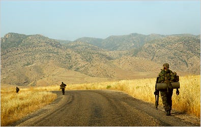 A Turkish patrol near Cizre. Increased army training close to the Iraqi border has fed rumors of a coming attack on Kurdish militants in Iraq.