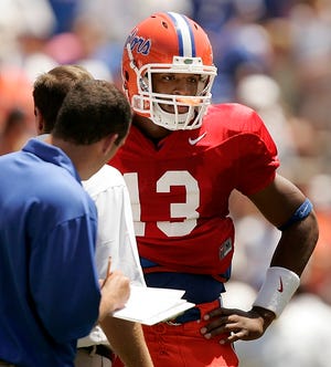 Florida quarterback Cameron Newton led the Orange Team in April's Orange and Blue game.