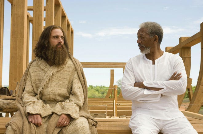 Evan (Steve Carell) gets a message from God (Morgan Freeman) in "Evan Almighty."