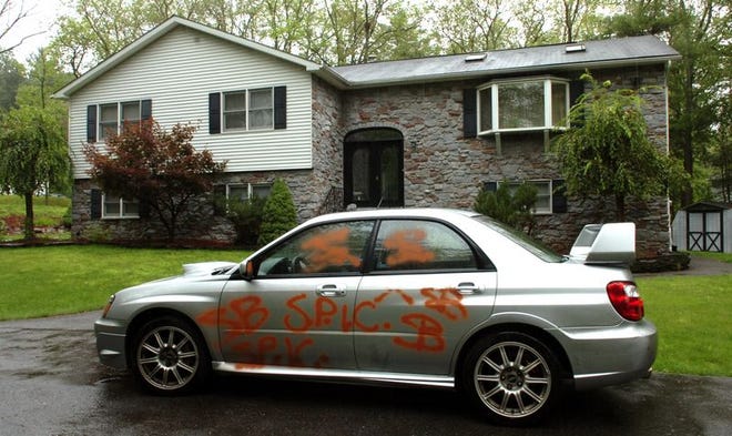 Graffiti vandals armed with red spray paint marked mailboxes, homes and cars on more than a dozen properties in Penn Estates and the Park Lane neighborhoood of Pocono Township.