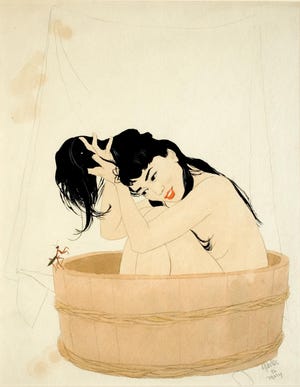 "I Shall Make a Bathhouse (Woman in Tub)," Al Parker, Ladies' Home Journal, December 1948